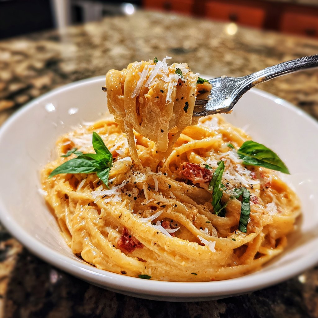 Pasta mit rosa Vodkasauce