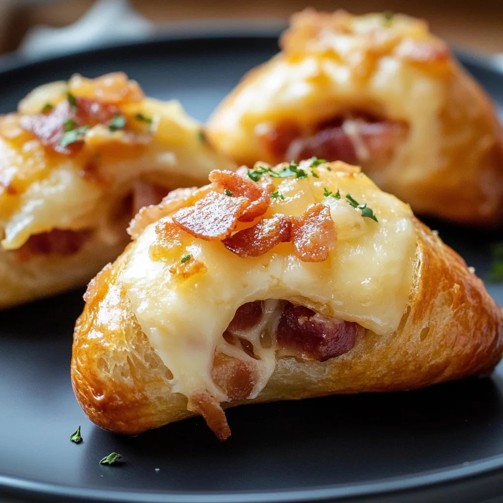 Mini Frischkäse Hörnchen mit Käse und Schinken