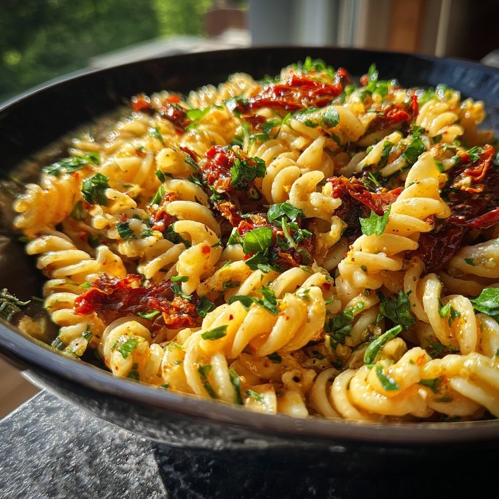 Mediterraner Nudelsalat Mit Getrockneten Tomaten