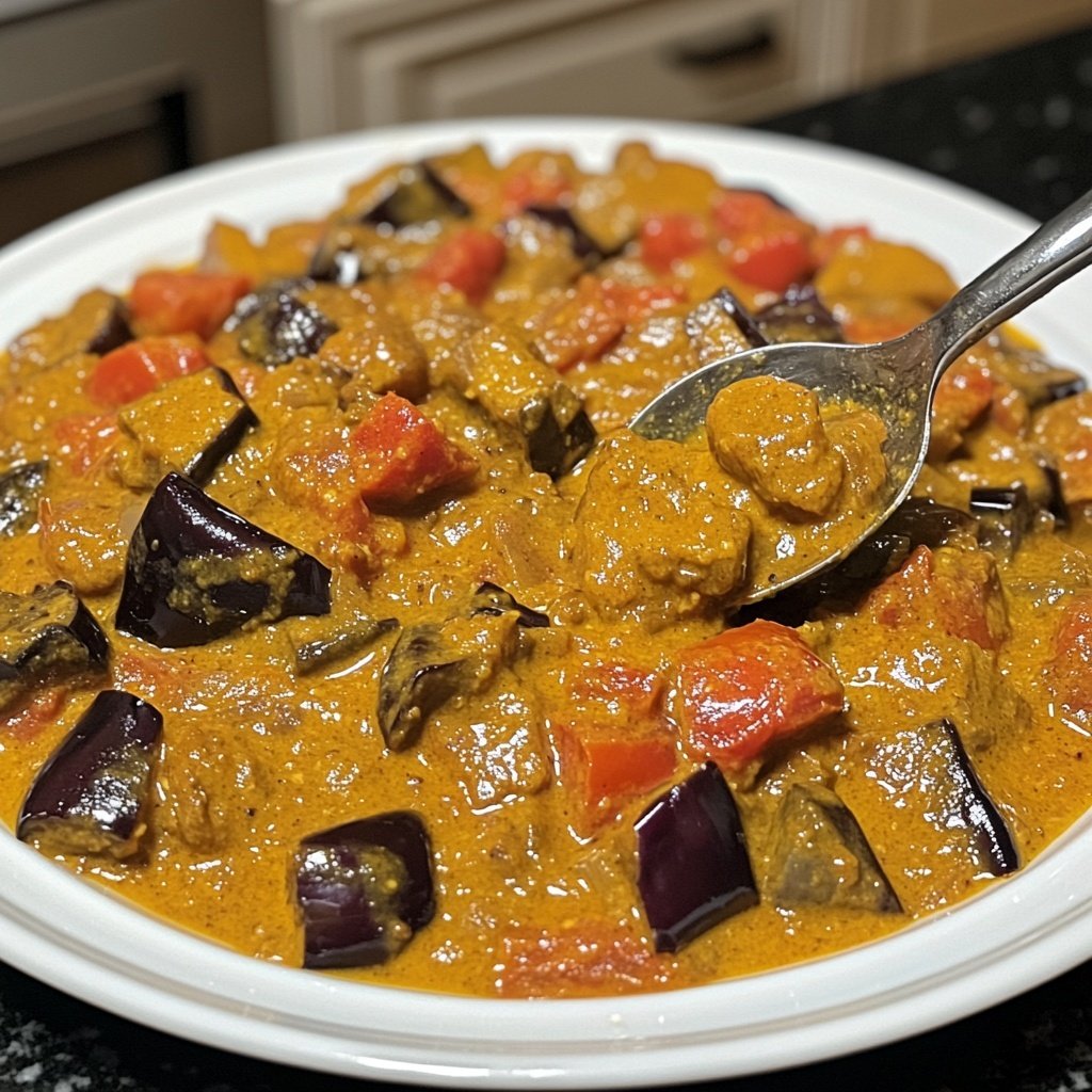 Curry mit Aubergine und Tomaten