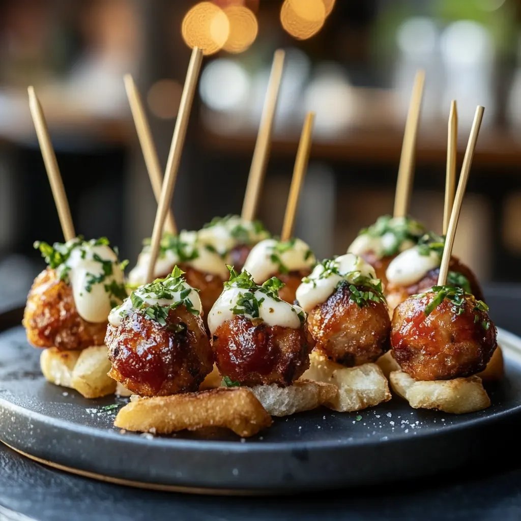 Mini-Frikadellen am Spieß